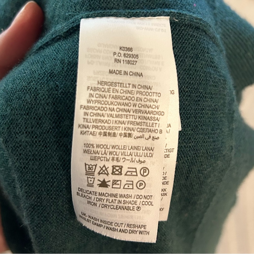 Boden 100% Wool Green Sweater Button Down Cardigan - Size 10 - Picture 11 of 14